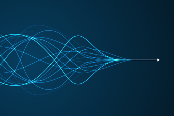 Abstract blue lines converging into a single forward arrow, representing regulatory change and disciplined direction.