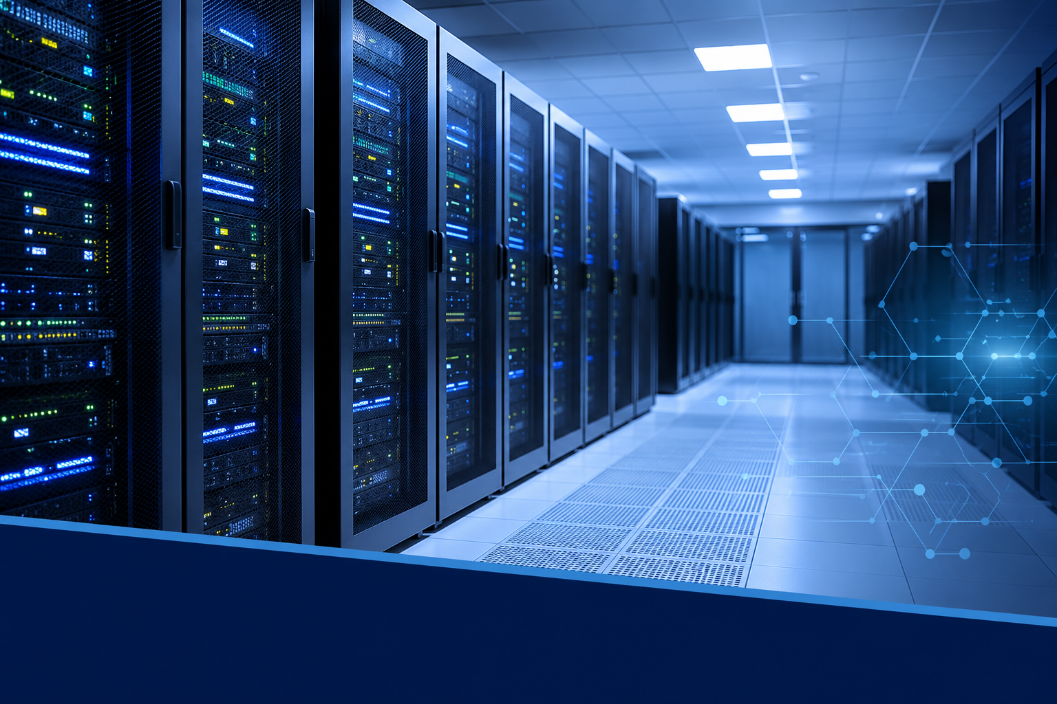 Modern server infrastructure representing scheduled system maintenance